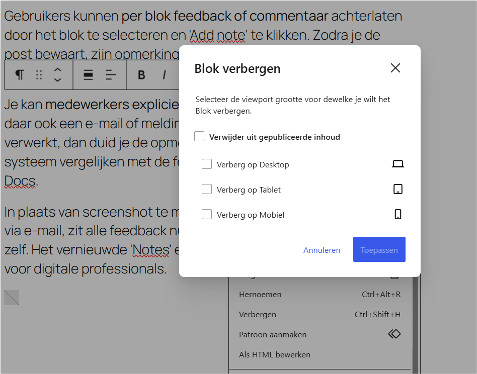 Responsive editing Responsive editing